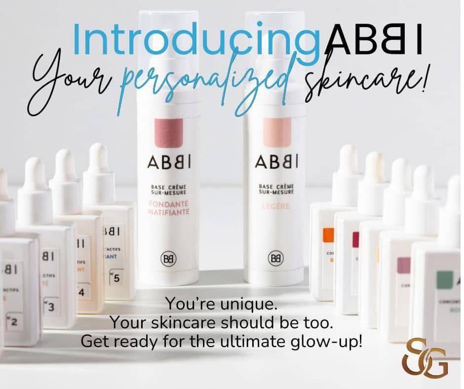 ABBI skin care products in various bottles